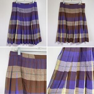Vintage Reversible Pleated Plaid Skirt in Purple and Brown